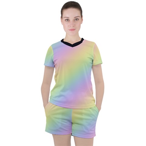 Pastel Goth Rainbow  Women s Tee And Shorts Set by thethiiird