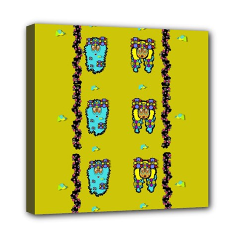 Peace People Hippie Friends And Free Living Fauna Mini Canvas 8  X 8  (stretched) by pepitasart