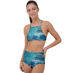 Awesome Light Bulb With Tropical Island High Waist Tankini Set by FantasyWorld7