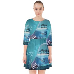 Awesome Light Bulb With Tropical Island Smock Dress by FantasyWorld7