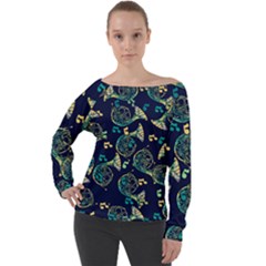 French Horn Off Shoulder Long Sleeve Velour Top by BubbSnugg