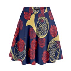 Roses French Horn  High Waist Skirt by BubbSnugg
