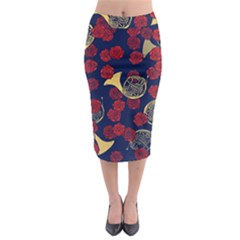 Roses French Horn  Midi Pencil Skirt by BubbSnugg