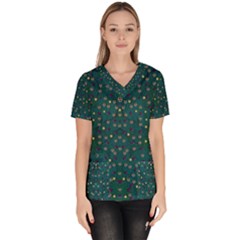 Reef Filled Of Love And Respect With  Fauna Ornate Women s V-neck Scrub Top by pepitasart