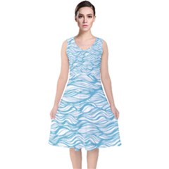 Abstract V-neck Midi Sleeveless Dress  by homeOFstyles