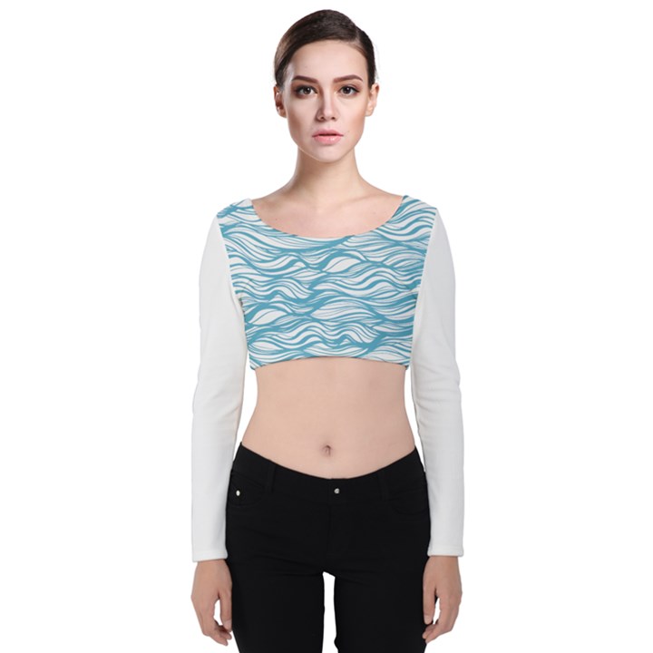 Abstract Velvet Long Sleeve Crop Top