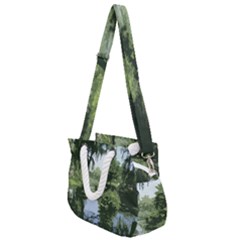 Away From The City Cutout Painted Rope Handles Shoulder Strap Bag by SeeChicago