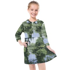 Away From The City Cutout Painted Kids  Quarter Sleeve Shirt Dress by SeeChicago