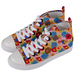 Happy Flowers Women s Mid-top Canvas Sneakers by fabqa