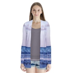 Pink Ocean Hues Drape Collar Cardigan