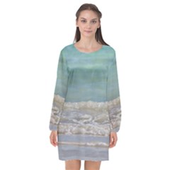 Minty Ocean Long Sleeve Chiffon Shift Dress  by TheLazyPineapple