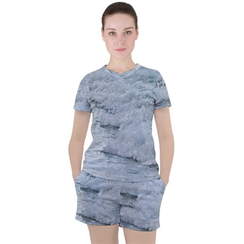 Ocean Waves Women s Tee And Shorts Set by TheLazyPineapple