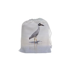 Beach Heron Bird Drawstring Pouch (small)