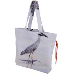 Beach Heron Bird Drawstring Tote Bag by TheLazyPineapple