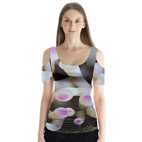 Sea Anemone Butterfly Sleeve Cutout Tee  by TheLazyPineapple