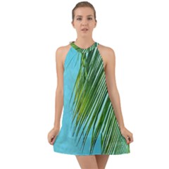 Tropical Palm Halter Tie Back Chiffon Dress by TheLazyPineapple