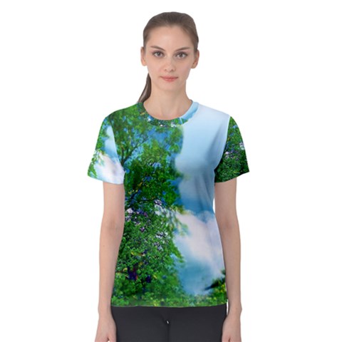Airbrushed Sky Women s Sport Mesh Tee by Fractalsandkaleidoscopes