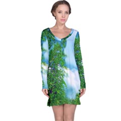 Airbrushed Sky Long Sleeve Nightdress by Fractalsandkaleidoscopes