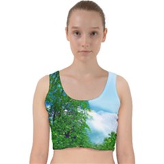 Airbrushed Sky Velvet Racer Back Crop Top by Fractalsandkaleidoscopes