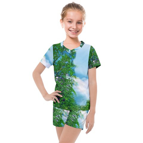 Airbrushed Sky Kids  Mesh Tee And Shorts Set by Fractalsandkaleidoscopes