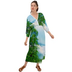 Airbrushed Sky Grecian Style  Maxi Dress by Fractalsandkaleidoscopes