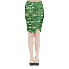 My Paint My Pallet Brocade Green Scarabs Midi Wrap Pencil Skirt