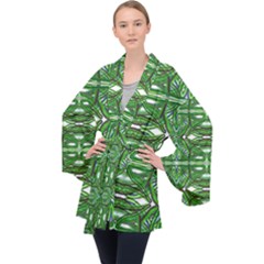 My Paint My Pallet Brocade Green Scarabs Long Sleeve Velvet Kimono  by ScottFreeArt