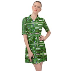 My Paint My Pallet Brocade Green Scarabs Belted Shirt Dress by ScottFreeArt