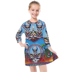 Grateful Dead Wallpapers Kids  Quarter Sleeve Shirt Dress by Sapixe