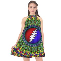 Grateful Dead Halter Neckline Chiffon Dress  by Sapixe