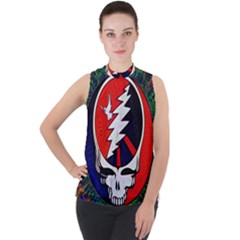 Grateful Dead Mock Neck Chiffon Sleeveless Top