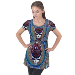 Grateful Dead Ahead Of Their Time Puff Sleeve Tunic Top by Sapixe