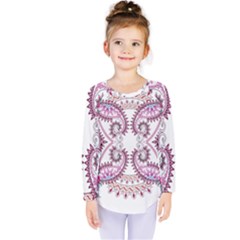 Pink Flower Cartoon Kids  Long Sleeve Tee