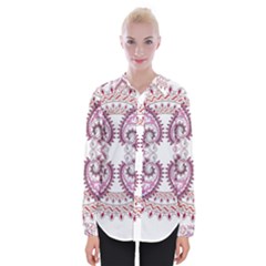 Pink Flower Cartoon Womens Long Sleeve Shirt