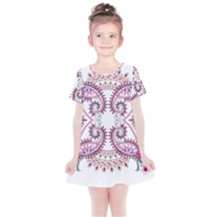 Pink Flower Cartoon Kids  Simple Cotton Dress