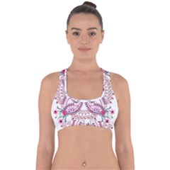 Pink Flower Cartoon Cross Back Hipster Bikini Top 