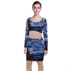 Mosaic Art Vincent Van Gogh s Starry Night Top and Skirt Sets