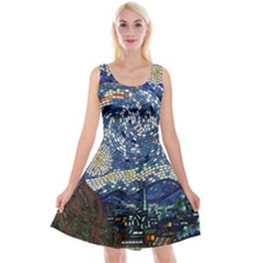 Mosaic Art Vincent Van Gogh s Starry Night Reversible Velvet Sleeveless Dress