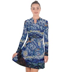 Mosaic Art Vincent Van Gogh s Starry Night Long Sleeve Panel Dress