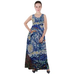 Mosaic Art Vincent Van Gogh s Starry Night Empire Waist Velour Maxi Dress