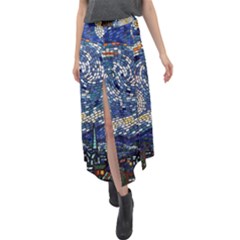 Mosaic Art Vincent Van Gogh s Starry Night Velour Split Maxi Skirt