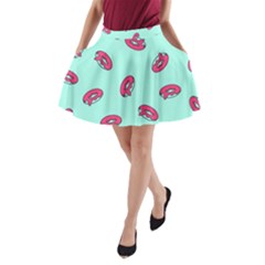 Donuts Pattern Food Colourful A-line Pocket Skirt by Vaneshart
