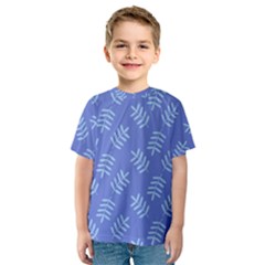 Leaves Ferns Blue Pattern Kids  Sport Mesh Tee