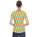 Cube Hexagon Pattern Yellow Blue Short Sleeve Front Detail Top View2