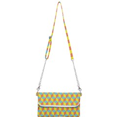 Cube Hexagon Pattern Yellow Blue Mini Crossbody Handbag by Vaneshart