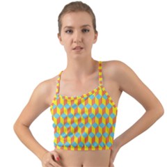 Cube Hexagon Pattern Yellow Blue Mini Tank Bikini Top