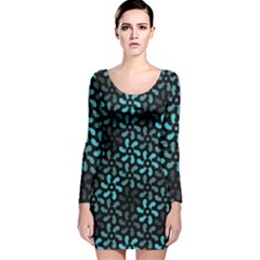 Decorative Flower Nature Abstract Long Sleeve Velvet Bodycon Dress by Vaneshart