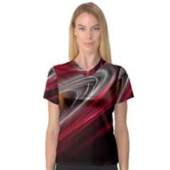 Circle Background Red Dark Bokeh V-Neck Sport Mesh Tee