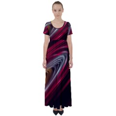 Circle Background Red Dark Bokeh High Waist Short Sleeve Maxi Dress