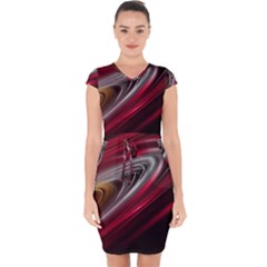 Circle Background Red Dark Bokeh Capsleeve Drawstring Dress 